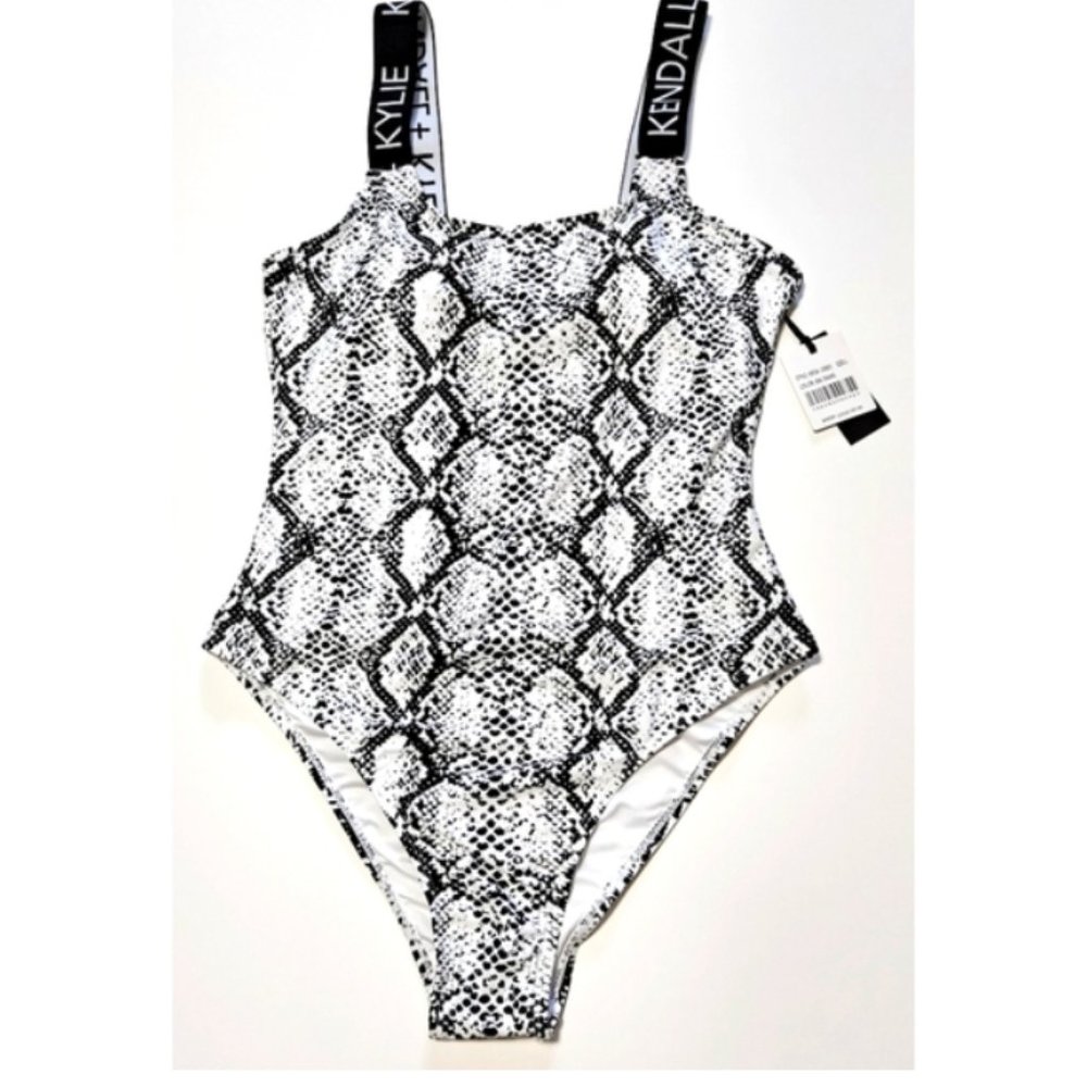 Kendall & Kylie Black & White snake print one-piece Women's Swimsuit